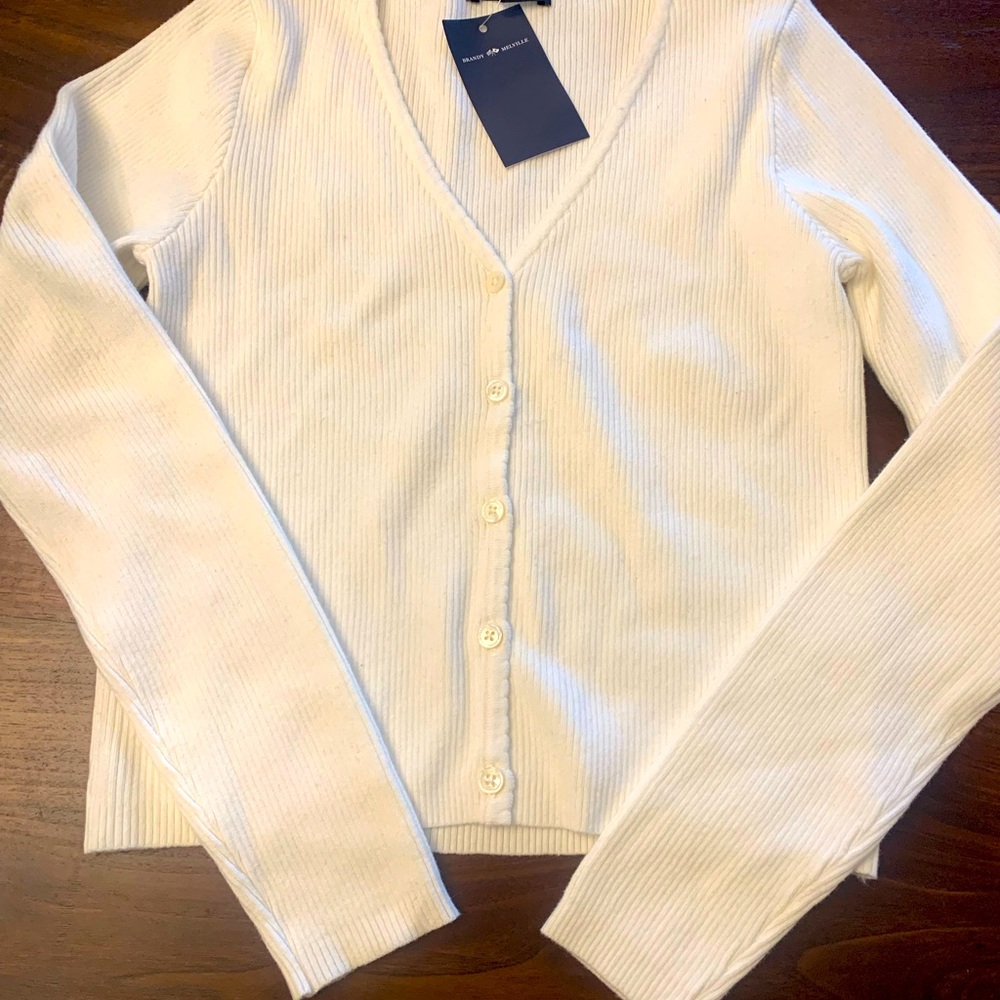 New Brandy Melville, white V neck long sleep